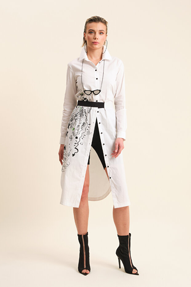 Baskılı Uzun Gömlek - 1