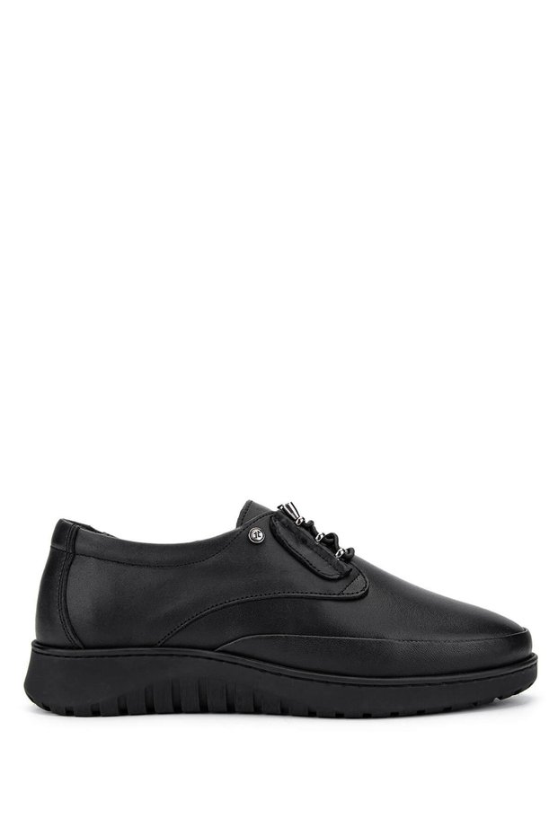 Woman's Genuine Leather Black Leather Casual Shoes
