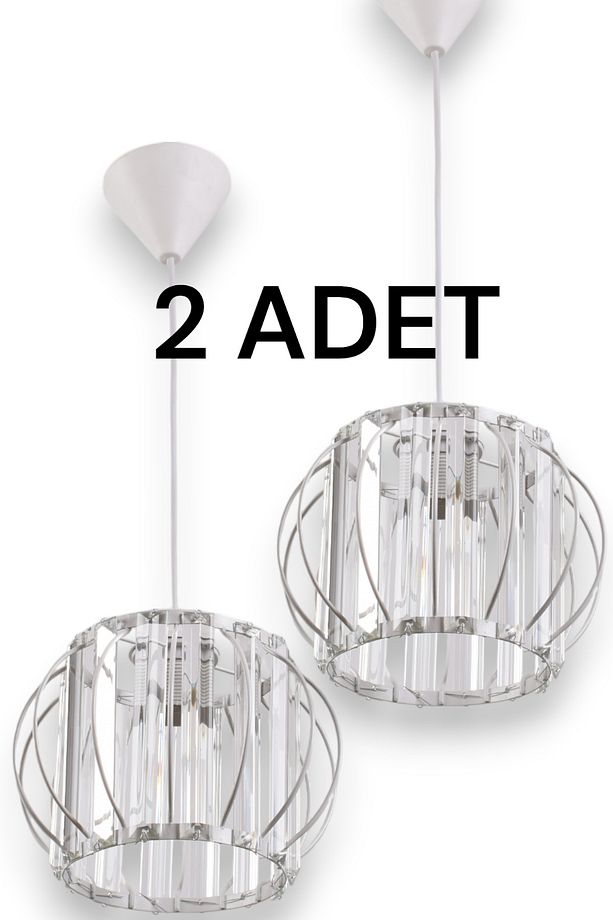 2 ADET CEMRE TEKLİ PROMOSYON MODERN TAŞLI AVİZE - 1
