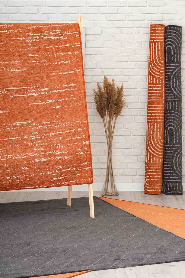 Mia Viskon Dokuma Halı Kaymaz Taban Yıkanabilir Antrasit Salon Halısı 1463 - 8