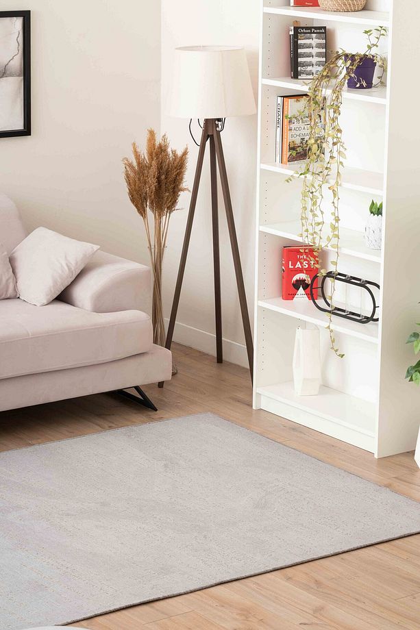 Mia Viskon Dokuma Halı Kaymaz Taban Yıkanabilir Gri Salon Halısı 1411 - 7