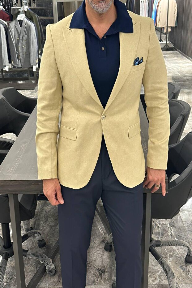 YARIM ASTAR BEJ CEKET - 5