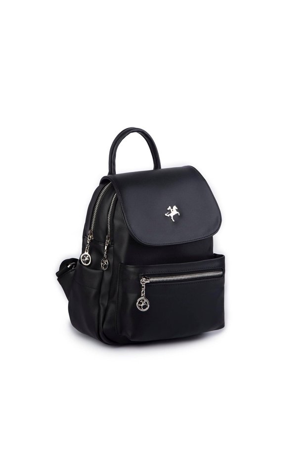 Women's Backpack Double Eyed Sports Bag (23X26X14 cm) Black Dona