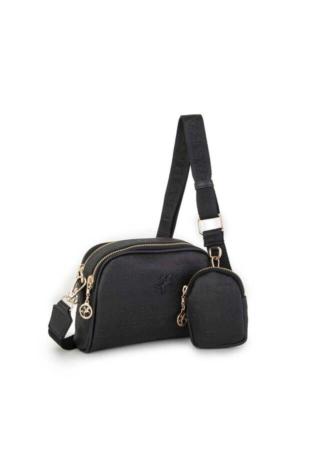 Women's Mini Crossbody Bag Black Embossed