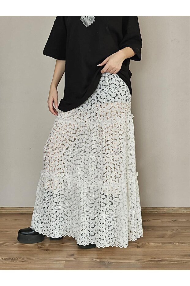 Fusta cu etaje cu volane - 1