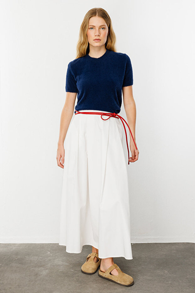 Fustă plisată albă - 1