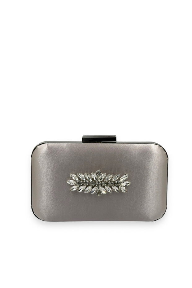Mink Color Satin Silver Case Silver Stone Evening Dress Bag Evening Bag Portfolio