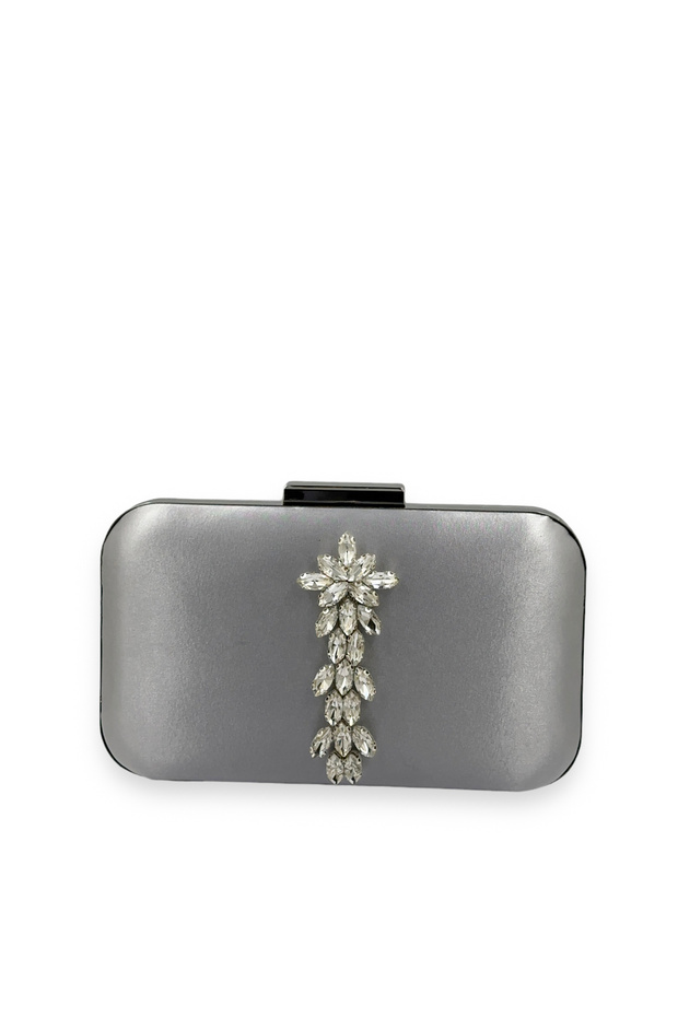Silver Gray Color Satin Silver Case Silver Stone Evening Dress Bag Evening Bag Portfolio