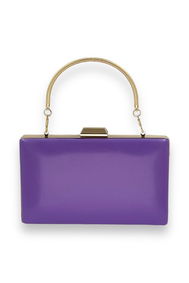 Purple Color Skin Leather Matte Leather Metal Handle Evening Dress Bag Evening Bag Wedding Engagement Henna