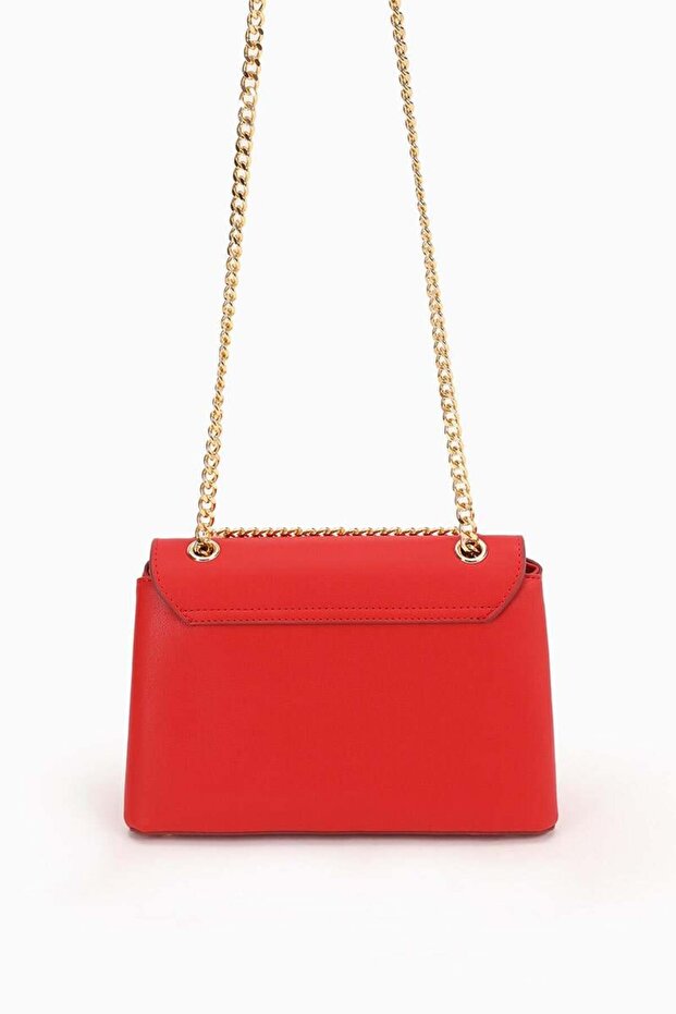 حقيبة كتف بسلسلة بنمط البقلاوة الحمراء - 5
