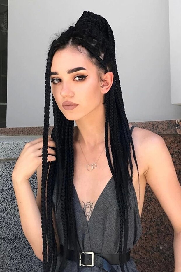 Black Color African Braiding Box Braid Synthetic Hair 60cm 100Gr