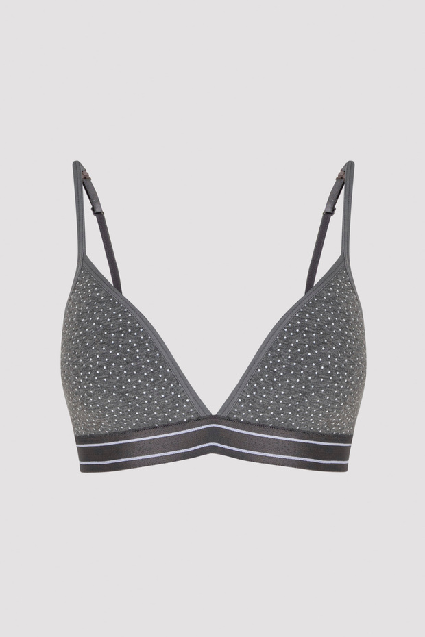 حمالة صدر مرنة مبطنة وغير لاسلكية منقوشة باللون الرمادي - 6