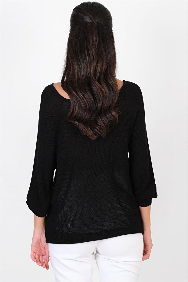 Duquenne U Yaka Triko SİYAH - 3