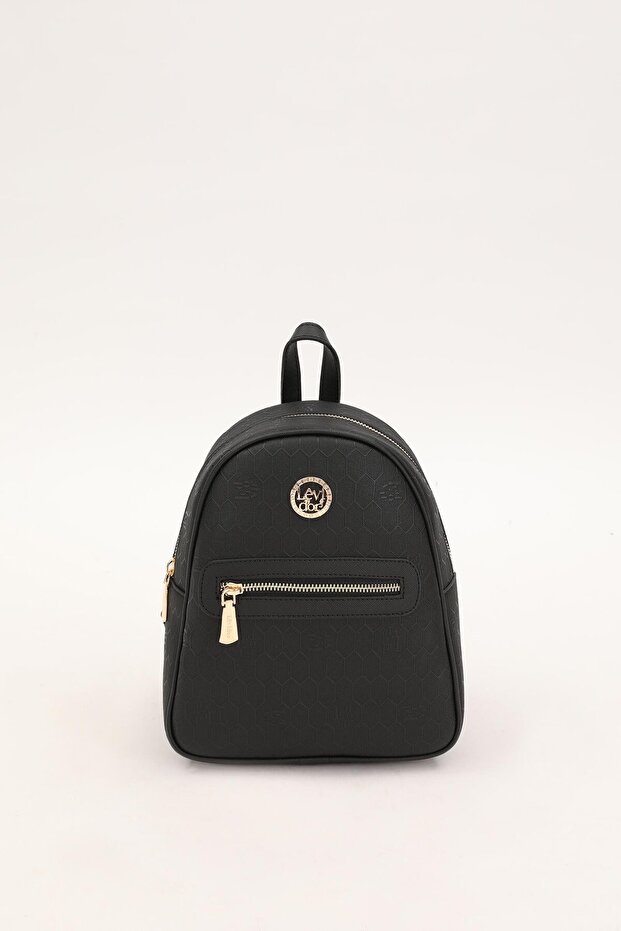 حقيبة ظهر سوداء بنمط قرص العسل - 1