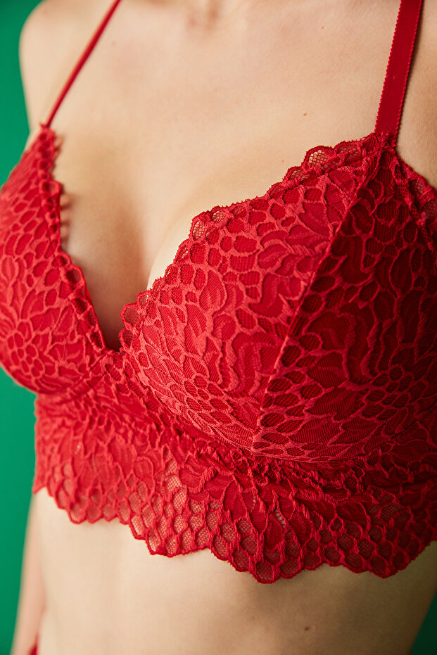 Kırmızı Dantelli Bralet - 2
