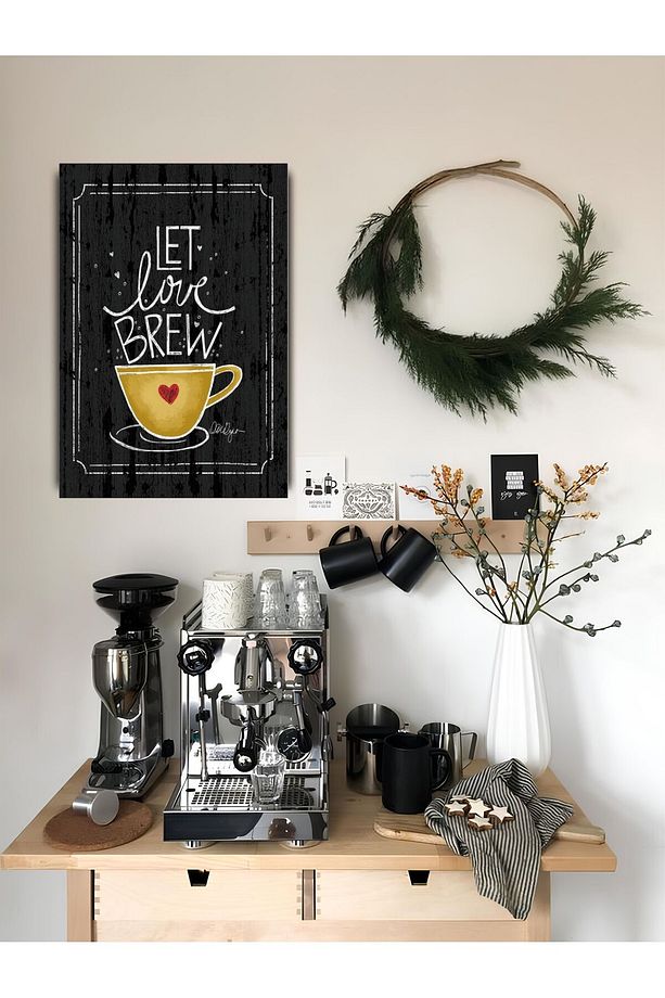 Mutfak Kahve Köşesi coffee menü Yazılı fincan kupa Dekor Konsept Tablo MDF Baskı - 1