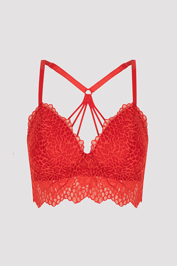 Kırmızı Dantelli Bralet - 6