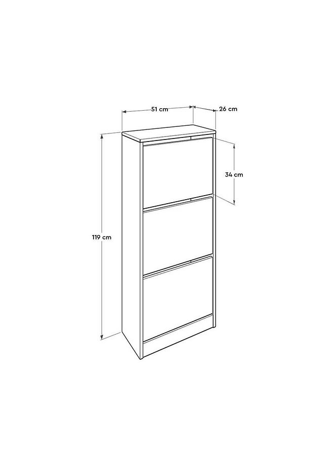 Flat Duo 3 Katlı Ayakkabılık Dolabı - Hardal - 5