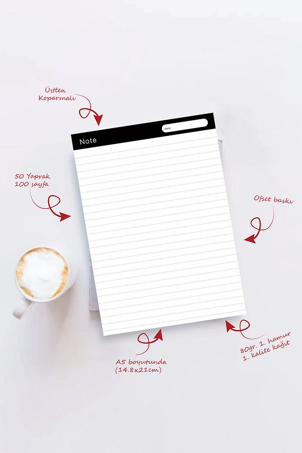 A5 Notepad Bloknot Defter 50 Yaprak - 4