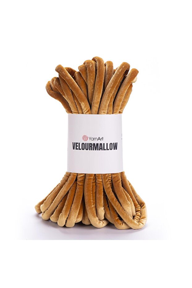 Velourmallow - Mustard-7103 Model Knitted Rope Dress