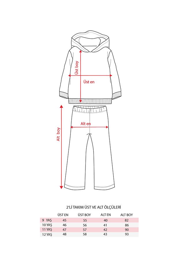 Kız Çocuk Baskılı Oversize Kışlık Eşofman Takımı - 4