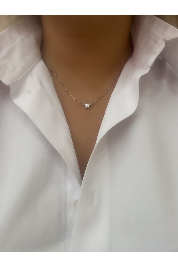 MİNİMAL YILDIZ İNCE ZİNCİR MODEL ÇELİK KOLYE - 1