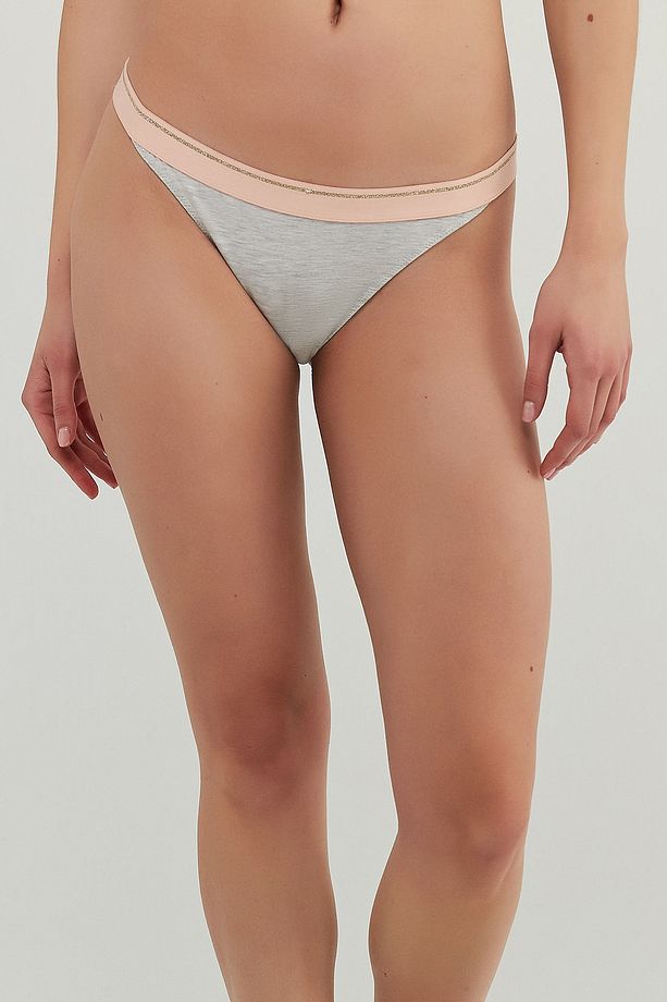 Gri Pop Up Yüksek Bel Slip Külot - 1