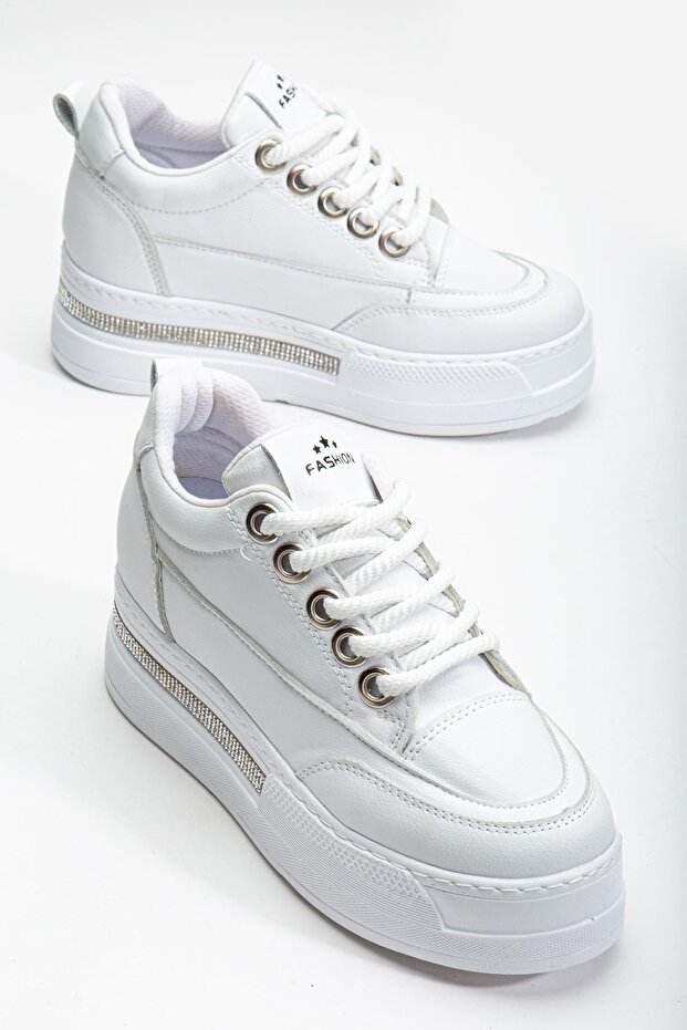Granes Women's White Hidden Heel Sneakers
