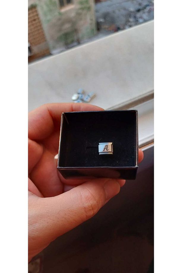 İTALYAN ÇELİK CHARM NOMİ ÇELİK CHARM A HARFİ İSİM TARİH BAŞ HARF YAZILIR 9 MM  FMACCESORİES - 2