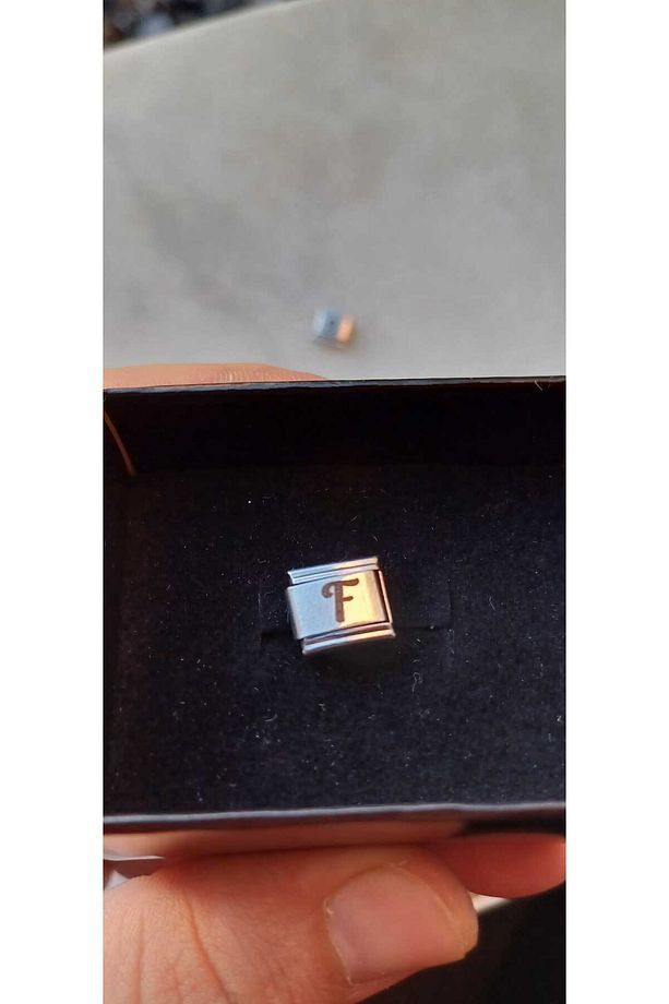 İTALYAN ÇELİK CHARM NOMİ ÇELİK CHARM F HARFİ İSİM TARİH BAŞ HARF YAZILIR 9 MM  FMACCESORİES - 6