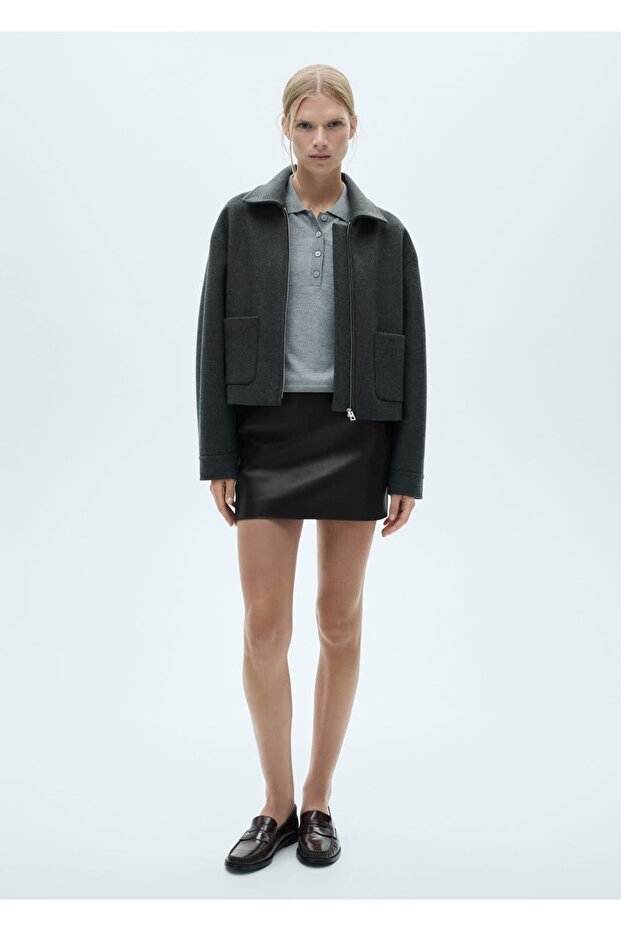 Yılan derisi görünümlü mini etek - 2