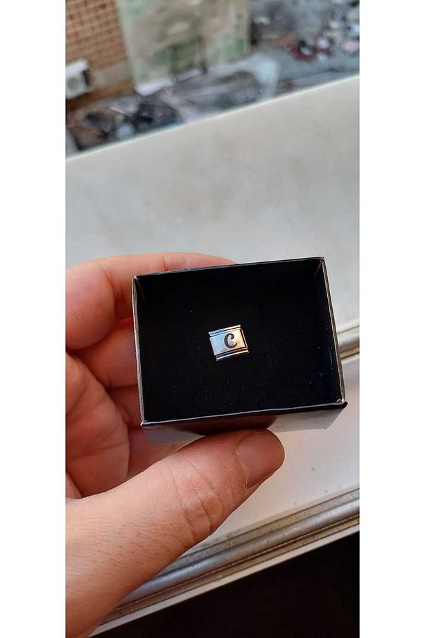 İTALYAN ÇELİK CHARM NOMİ ÇELİK CHARM C HARFİ İSİM TARİH BAŞ HARF YAZILIR 9 MM  FMACCESORİES - 2