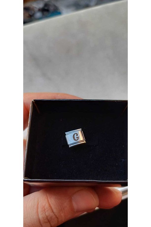İTALYAN ÇELİK CHARM NOMİ ÇELİK CHARM G HARFİ İSİM TARİH BAŞ HARF YAZILIR 9 MM  FMACCESORİES - 3