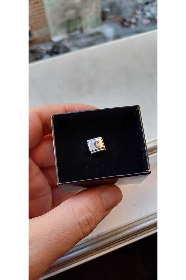 İTALYAN ÇELİK CHARM NOMİ ÇELİK CHARM C HARFİ İSİM TARİH BAŞ HARF YAZILIR 9 MM  FMACCESORİES - 5