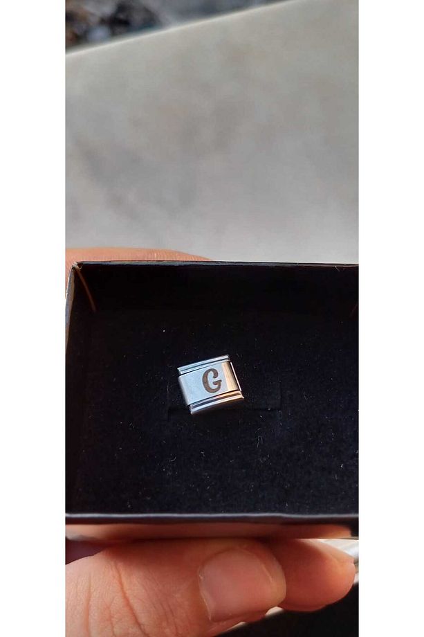 İTALYAN ÇELİK CHARM NOMİ ÇELİK CHARM G HARFİ İSİM TARİH BAŞ HARF YAZILIR 9 MM  FMACCESORİES - 8