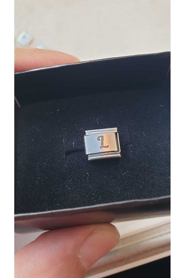 İTALYAN ÇELİK CHARM NOMİ ÇELİK CHARM L HARFİ İSİM TARİH BAŞ HARF YAZILIR 9 MM  FMACCESORİES - 2