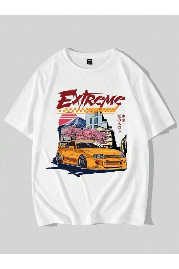 Oversize Berlin Baskılı Beyaz Tshirt - 1