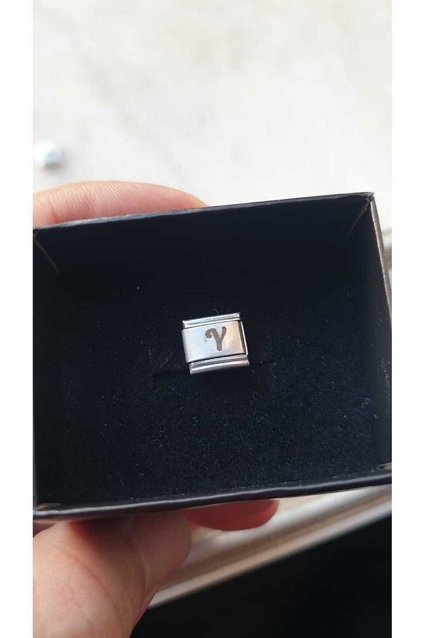 İTALYAN ÇELİK CHARM NOMİ ÇELİK CHARM Y HARFİ İSİM TARİH BAŞ HARF YAZILIR 9 MM  FMACCESORİES - 3