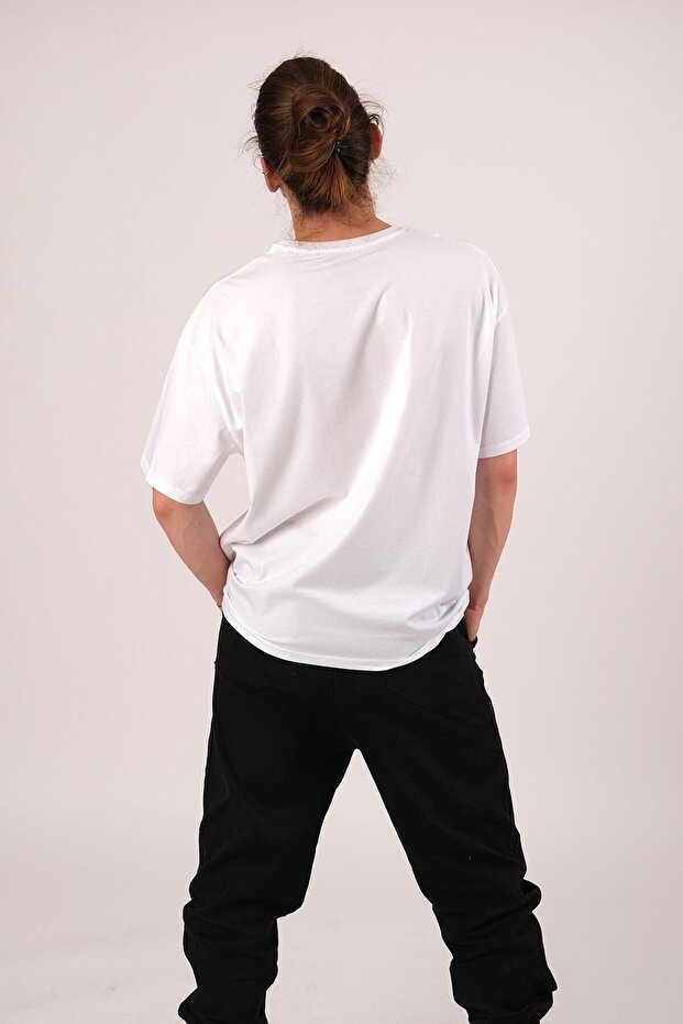 Oversize Nope Printed White Tshirt - 5