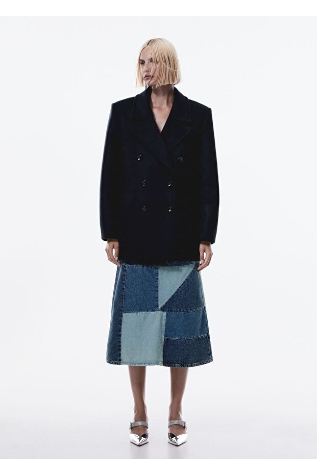 Kruvaze yün palto - 2