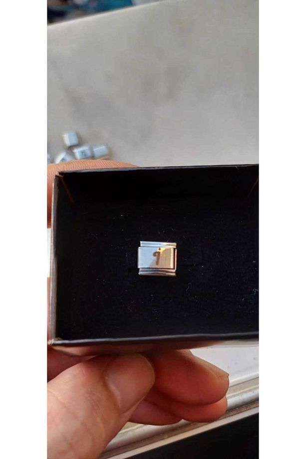 İTALYAN ÇELİK CHARM NOMİ ÇELİK CHARM İ HARFİ İSİM TARİH BAŞ HARF YAZILIR 9 MM  FMACCESORİES - 8