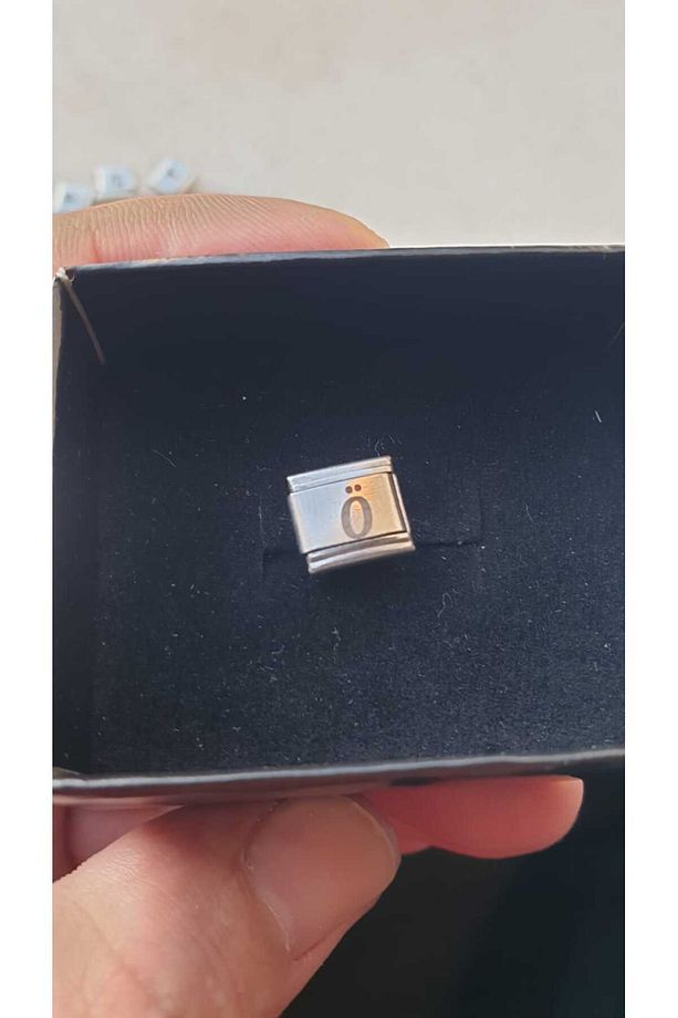 İTALYAN ÇELİK CHARM NOMİ ÇELİK CHARM Ö HARFİ İSİM TARİH BAŞ HARF YAZILIR 9 MM  FMACCESORİES - 1