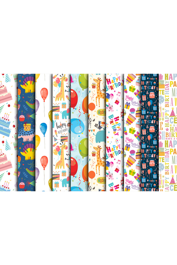 Birthday Themed Gift Package Paper (35X50 cm 10 Pieces)