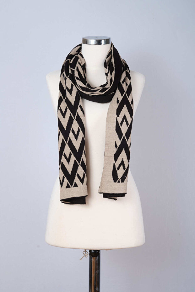 وشاح تريكو منقوش على شكل V - 3