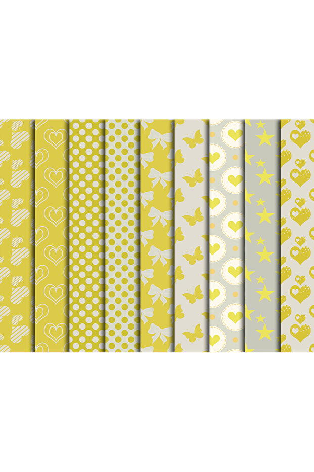 Yellow Themed Gift Package Paper (35X50 cm 9 Pieces)