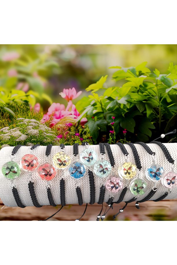 El Örgüsü Makrome Şans Bilekliği Epoksi Kelebekli Bileklik#hediyelik#moda - 4