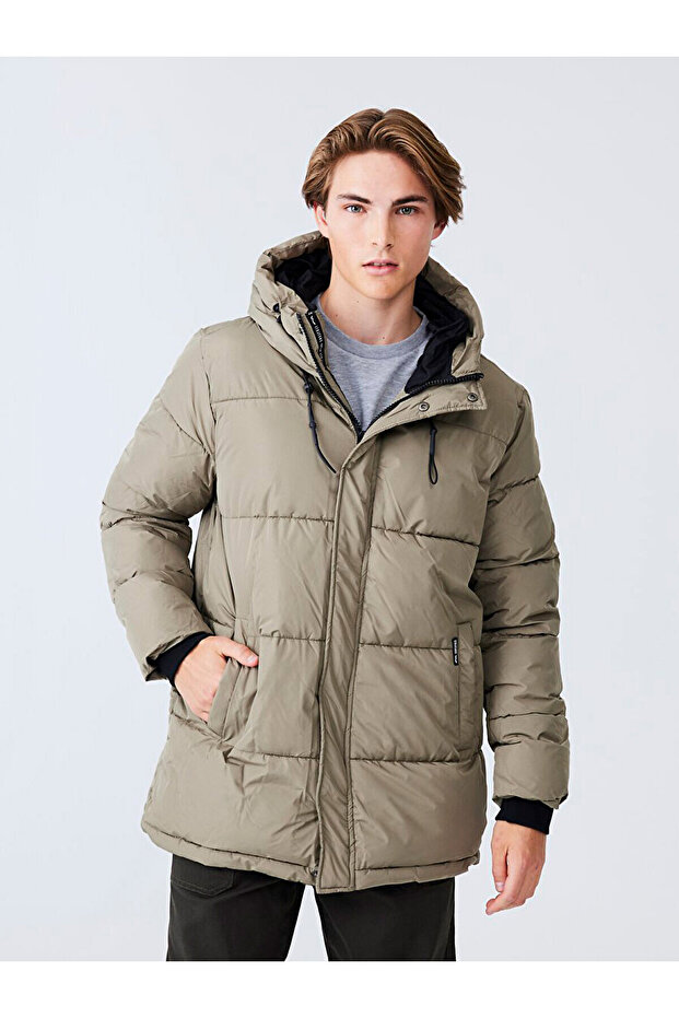 Kapüşonlu Şişme Yeşil Mont - 2