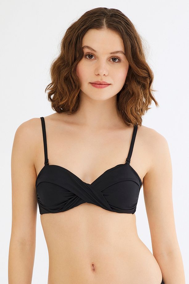 Siyah Basic Twist Bikini Üstü - 1