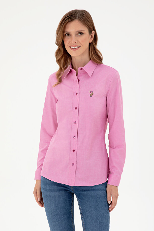 Women's Fuchsia Long Sleeve Basic Shirt 50295710 -Vr023