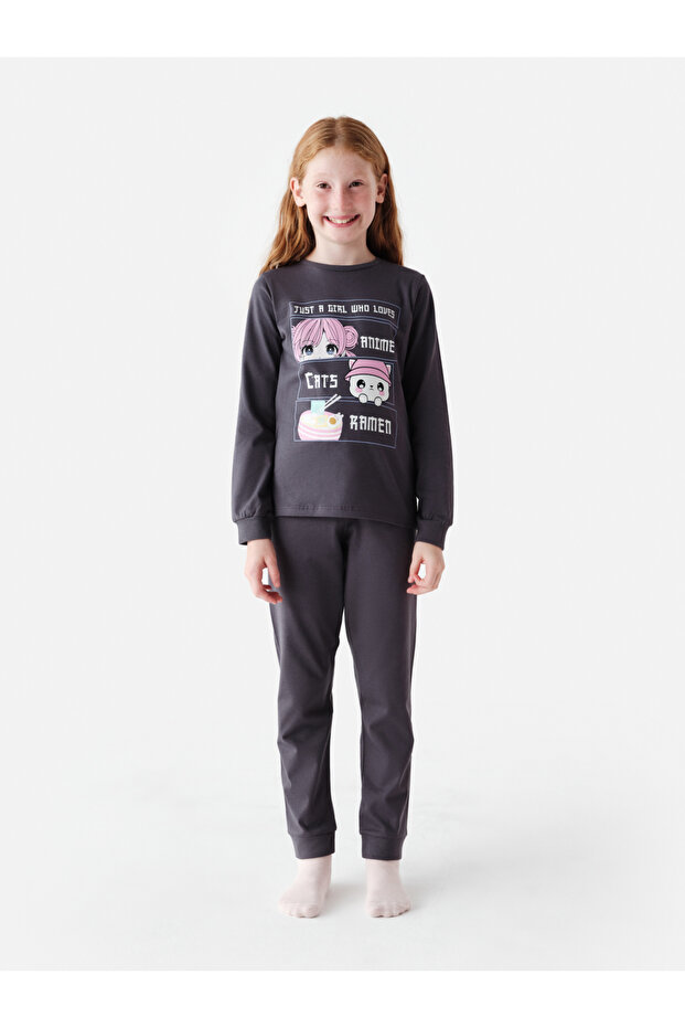 Devojčički anime antracit pidžama set - 1
